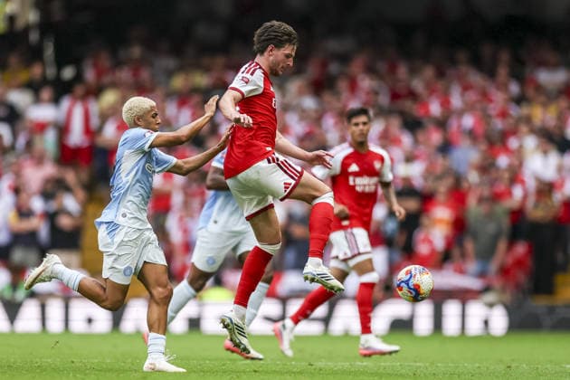 CARDIFF, WALES, AUG 16: Declan Rice of Arsenal during the FA Community Shield match between Arsenal and Manchester City at the Millennium Stadium in Cardiff, Wales on 16th of August (photo by Qian Jun Sports Press Photo)  Copyright: xQianxJun SportsxPressxPhotox Sportspressphoto_SPR209562