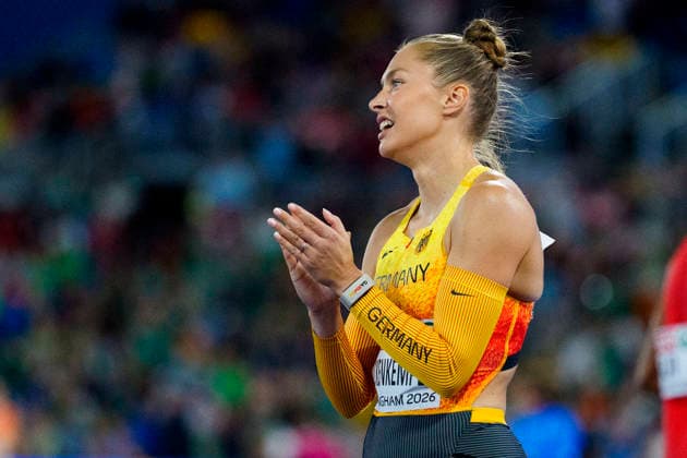BIRMINGHAM, GREAT BRITAIN - AUGUST 16, 2026 : Silver for the 4x100m mixed relay: Gina LÜCKENKEMPER (GER Germany) during the European Athletics Championships at Alexander Stadium on August 16, 2026 in Birmingham, Great Britain. Great Britain Copyright: xLeahxKohringx