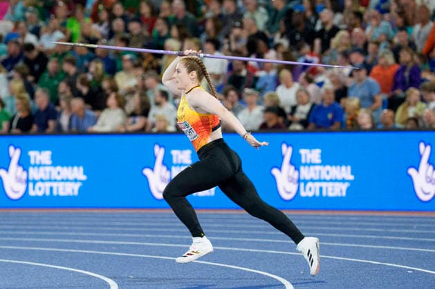 BIRMINGHAM, GREAT BRITAIN - AUGUST 16, 2026 : Julia ULBRICHT (GER Germany) competing in the javelin throw final during the European Athletics Championships at Alexander Stadium on August 16, 2026 in Birmingham, Great Britain. Great Britain Copyright: xLeahxKohringx
