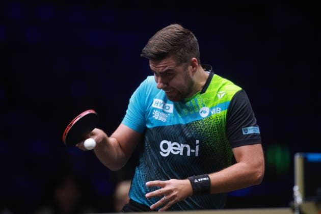 2026 WTT Europe Smash - Sweden - Main Draw - Day 7 Darko Jorgic of Slovenia is in action against Felix Lebrun of France during the Men s Singles semifinal at the 2026 Europe Smash at the Malmo Arena in Malmo, Sweden, on August 16, 2026. Malmo Sweden  Copyright: xRemyxGrosx originalFilename:gros-europesm260816_npoPS.jpg