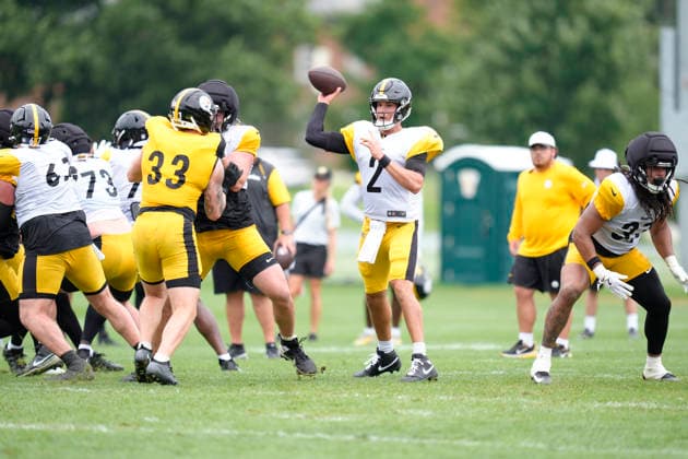 August 16, 2026, Latrobe, Pa, USA: August 16, 2026: Mason Rudolph 2 during the Pittsburgh Steelers Training Camp at Saint Vincent College in Latrobe PA. Latrobe USA - ZUMAa234 20260816_zsa_a234_039 Copyright: xAMGx