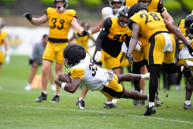 August 16, 2026, Latrobe, Pa, USA: August 16, 2026: Lew Nicholds 35 during the Pittsburgh Steelers Training Camp at Saint Vincent College in Latrobe PA. NFL, American Football Herren, USA 2026: Steelers Training Camp AUG 16  - ZUMAa234 20260816_zsa_a234_103 Copyright: xAMGx