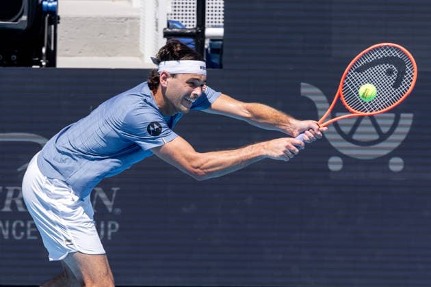 August 16, 2026, Mason, Ohio, U.S: Taylor Fritz (USA) reaches to return a shot during SundayÃ¢â‚¬â ¢s second round of the Cincinnati Open at the Lindner Family Tennis Center , Mason, Oh. Mason U.S - ZUMAs304 20260816_zaf_s304_065 Copyright: xScottxStuartx