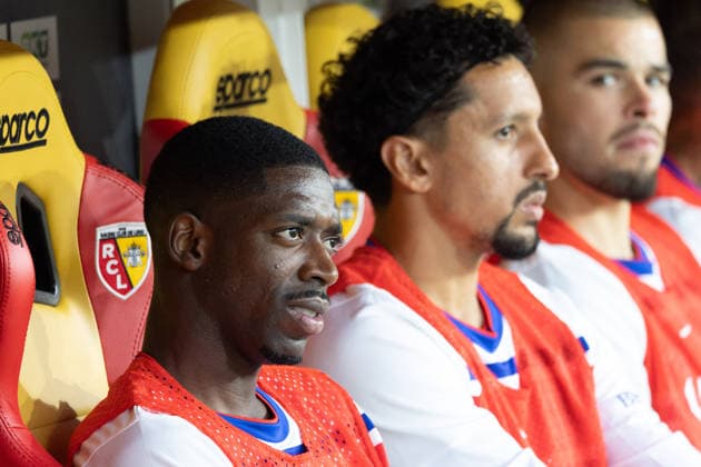 RC Lens vs PSG football match - Lens PSG s Brazilian defender 05 Marquinhos, Ousmane Dembele during the French Super Cup (Trophee des Champions) football match between RC Lens and Paris Saint-Germain (PSG) at the Stade Bollaert-Delelis in Lens, northern France on August 16, 2026. Photo by Raphael Lafargue ABACAPRESS.COM Lens France  Copyright: xLafarguexRaphael ABACAx