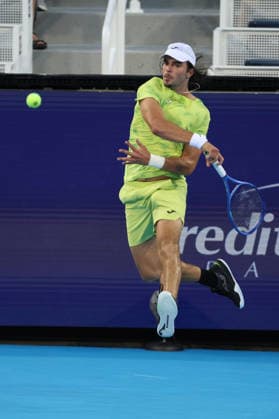 August 16, 2026, Mason, Oh, USA: Cincinnati Open Tennis 2026 - Jaime Faria hits a ball against Ben Shelton. 2026 08 16. ZUMAPress Mason USA - ZUMAn24_ 20260816_zaf_n24_430 Copyright: xWallyxNellx