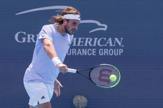 August 16, 2026, Mason, Ohio, U.S: Stefanos Tsitsipas (GRE) hits a backhand shot during SundayÃ¢â‚¬â ¢s second round of the Cincinnati Open at the Lindner Family Tennis Center , Mason, Oh. Tennis 2026 - Cincinnati Open ATP, Tennis Herren  - ZUMAs304 20260816_zaf_s304_209 Copyright: xScottxStuartx
