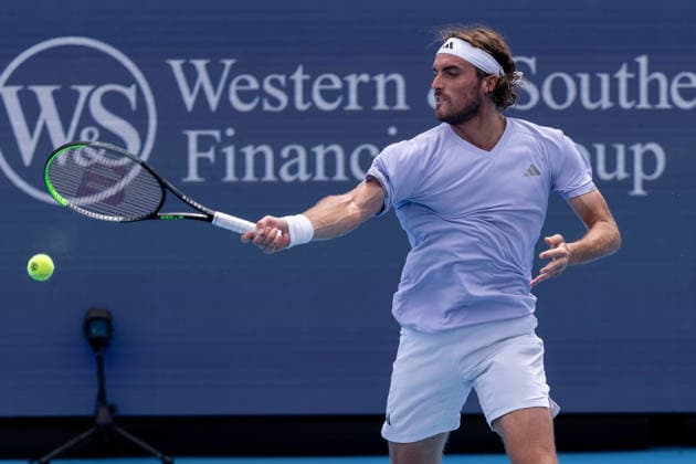 August 16, 2026, Mason, Ohio, U.S: Stefanos Tsitsipas (GRE) hits a forehand shot during SundayÃ¢â‚¬â ¢s second round of the Cincinnati Open at the Lindner Family Tennis Center , Mason, Oh. Tennis 2026 - Cincinnati Open ATP, Tennis Herren  - ZUMAs304 20260816_zaf_s304_217 Copyright: xScottxStuartx