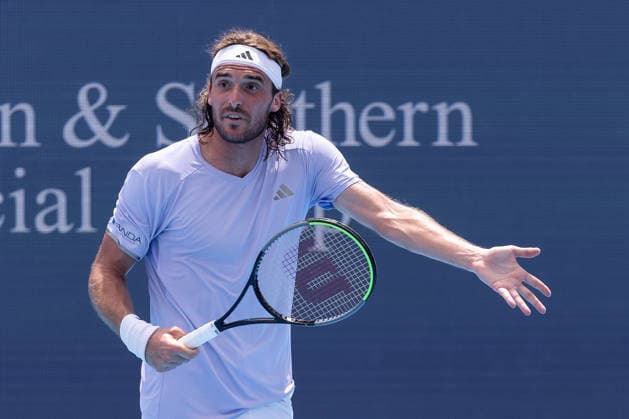 August 16, 2026, Mason, Ohio, U.S: Stefanos Tsitsipas (GRE) reacts to a shot during SundayÃ¢â‚¬â ¢s second round of the Cincinnati Open at the Lindner Family Tennis Center , Mason, Oh. Mason U.S - ZUMAs304 20260816_zaf_s304_203 Copyright: xScottxStuartx