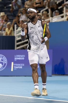 MASON, OHIO - AUGUST 16: Frances Tiafoe of United States reacts to a play during day six of the Cincinnati Open at the Lindner Family Tennis Center on August 16, 2026 in Mason, Ohio.  Copyright: xShainaxBenhiyoun SPPx Sportspressphoto_SPR210015