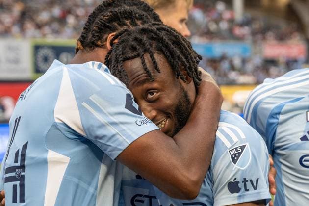 August 16, 2026, Bronx, New York, USA: Benie Traore (9) of NYCFC celebrates scoring goal during MLS, Fussball Herren, USA regular season game between NYCFC and Philadelphia Union at Yankee stadium in New York, NY on August 16, 2026. Philadelphia won 3 - 2. MLS Regular Season Game Between NYCFC And Philadelphia Union  - ZUMAr339 20260816_znp_r339_008 Copyright: xLevxRadinx