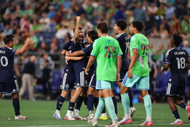 SEATTLE, WA - AUGUST 16: Midfielder Thomas Müller 13 of the Vancouver Whitecaps celebrates a goal during a game between the Vancouver Whitecaps and Seattle Sounders on August 16, 2026 at Lumen Field in Seattle, Washington. (Photo by Henry Rodenburg Icon Sportswire) SOCCER: AUG 16 MLS, Fussball Herren, USA Seattle Sounders FC vs Vancouver Whitecaps FC EDITORIAL USE ONLY Icon26081614