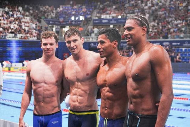 16 Aout European Aquatics Championships Paris 2026 Finales Laurent Lairys MAXPPP - Ndoye - Brouard Yohann ,Aitkaci Car , Marchand Leon and Grousset Maxime of France During Finales 4 X100M Medley Men at the European Swimming Championships at the Greater Paris Metropolis Olympic Aquatics Centre in Paris (France) on August 12, 2026.Credit Laurent Lairys During Finale 4000 M Freestyle Men at the European Swimming Championships at the Greater Paris Metropolis Olympic Aquatics Centre in Paris (France) on August 16 2026.Credit Laurent Lairys paris FRANCE  Copyright: xMAXPPPxLaurentxLairysx LLR202608172101 LLR202608172101