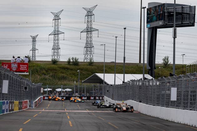 2026 Ontario Honda Dealers Indy At Markham - Race Romain Grosjean ( 18), of Dale Coyne Racing Honda, leads a pack of cars during the 2026 Ontario Honda Dealers Indy at Markham on the Streets of Markham on August 16, 2026, in Markham, Ontario, Canada. Markham Canada  Copyright: xMathewxKox originalFilename:ko-notitle260816_npLSX.jpg