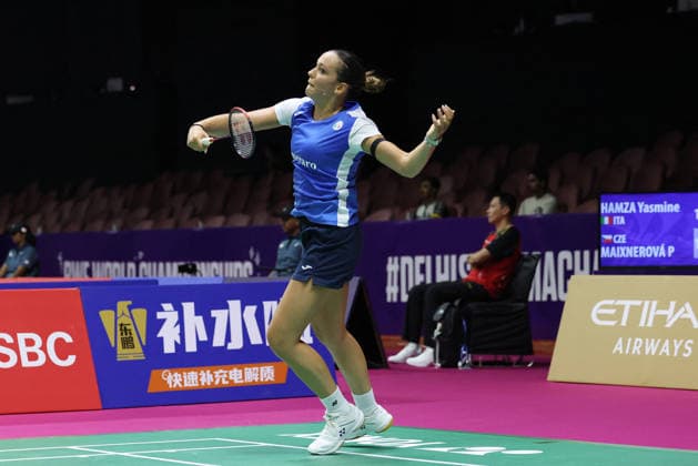 BWF World Championships - New Delhi - Day 1 Italy s Yasmine Hamza in action during the BWF World Championships 2026 at Indira Gandhi Indoor Stadium, in New Delhi on August 17, 2026. Photo by Anshuman Akash ABACAPRESS.COM New Delhi India  Copyright: xAkashxAnshuman ABACAx
