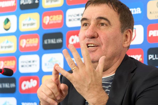 Gheorghe Hagi, Pres Conference, Romanian National Football Team, Buftea, Romania Buftea, Romania. 17th Aug, 2026: Gheorghe Hagi, the head coach of the Romanian National Football Team, holds a press conference, PK, Pressekonferenz in Buftea, Romania. Buftea Romania Copyright: xLucianxAlecux