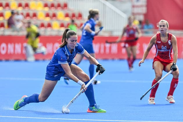 Hockey World Cup Belgium & The Netherlands 2026 - Women - USA vs Scotland Amy Costello (8) of Scotland pictured during a hockey game between USA and Scotland , the second (out of three) matches during the group stage of the women 2026 Hockey World Cup , on Monday 17 August 2026 in Wavre , Belgium . PHOTO SPORTPIX Stijn Audooren Wavre Belfius Hockey Arena Waals-Brabant Belgium  Copyright: xSportpix.bex xStijnxAudoorenxStijnxAudoorenx