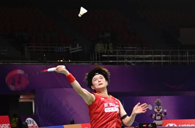 (260817) -- NEW DELHI, Aug. 17, 2026 -- Wang Zhiyi of China competes during the women s singles round of 64 match against Beiwen Zhang of the United States at the 2026 BWF World Championships in New Delhi, India, Aug. 17, 2026. ) (SP)INDIA-NEW DELHI-BADMINTON-WORLD CHAMPIONSHIPS-WOMEN S SINGLES JavedxDar 