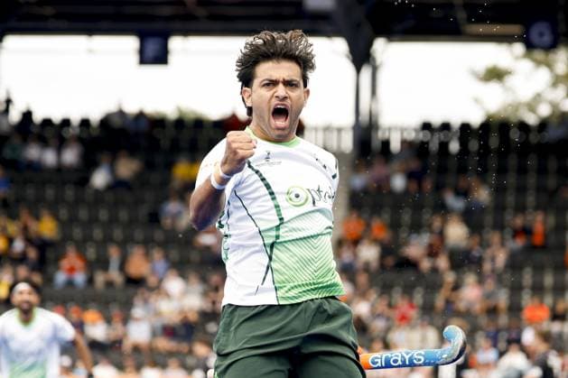 AMSTELVEEN - Hannan Shahid of Pakistan celebrates his goal during the group stage match at the Hockey World Cup between Pakistan and Wales at the Wagener Stadium. BAS CZERWINSKI ANP xVIxANPxSportx xxANPxIVx 565694314 originalFilename: 565694314.jpg