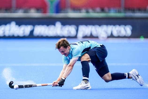 2026-08-17 India v England - FIH Hockey World Cup AMSTELVEEN, NETHERLANDS - AUGUST 17: James Albery of England during the FIH Hockey World Cup match between India and England at Wagener Stadion on August 17, 2026 in Amstelveen, Netherlands. Amstelveen Wagener Stadion Netherlands Content not available for redistribution in The Netherlands directly or indirectly through any third parties. Copyright: xAndrexWeeningx