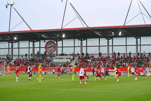 Uebersicht Trainingsplatz. Oeffentliches Training FC Bayern Muenchen und Family Day am 17.08.2026 auf dem FC Bayern Campus in Muenchen. Fussball 1. Bundesliga,Saison 2026 2027. *** Overview of the Training Facility: FC Bayern Munich Public Training Session and Family Day on August 17, 2026, at the FC Bayern Campus in Munich; Soccer, Bundesliga 1, 2026–2027 Season