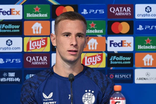 Dinamo press and training: UEFA Champions League play-offs Luka Stojkovic of GNK Dinamo Zagreb speaks with a media on a press confeerence at Maksimir Stadium on August 17, 2026. in Zagreb, Croatia ahead of the UEFA Champions League play-offs 1st leg match between GNK Dinamo Zagreb and Viking FK.  DavorxPuklavec PIXSELL