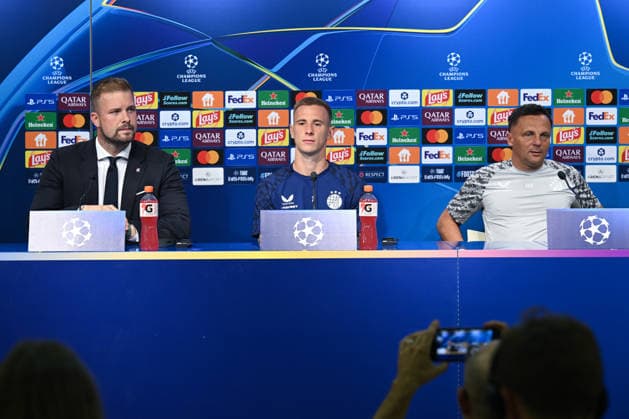 Dinamo press and training: UEFA Champions League play-offs Luka Stojkovic of GNK Dinamo Zagreb and Head Coach of GNK Dinamo Zagreb Mario Kovacevic speak with a media on a press confeerence at Maksimir Stadium on August 17, 2026. in Zagreb, Croatia ahead of the UEFA Champions League play-offs 1st leg match between GNK Dinamo Zagreb and Viking.  DavorxPuklavec PIXSELL