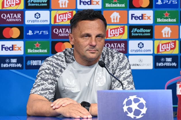 Dinamo press and training: UEFA Champions League play-offs Head Coach of GNK Dinamo Zagrb Mario Kovacevic speaks with a media on a press confeerence at Maksimir Stadium on August 17, 2026. in Zagreb, Croatia ahead of the UEFA Champions League play-offs 1st leg match between GNK Dinamo Zagreb and Viking FK.  DavorxPuklavec PIXSELL