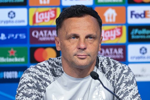 Dinamo press and training: UEFA Champions League play-offs Head Coach of GNK Dinamo Zagrb Mario Kovacevic speaks with a media on a press confeerence at Maksimir Stadium on August 17, 2026. in Zagreb, Croatia ahead of the UEFA Champions League play-offs 1st leg match between GNK Dinamo Zagreb and Viking FK.  DavorxPuklavec PIXSELL
