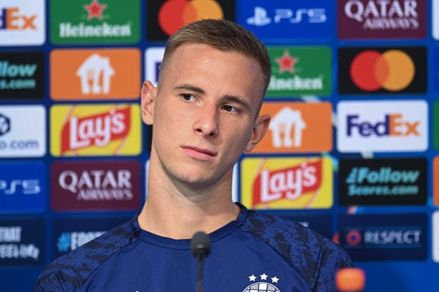 Dinamo press and training: UEFA Champions League play-offs Luka Stojkovic of GNK Dinamo Zagreb speaks with a media on a press confeerence at Maksimir Stadium on August 17, 2026. in Zagreb, Croatia ahead of the UEFA Champions League play-offs 1st leg match between GNK Dinamo Zagreb and Viking FK.  DavorxPuklavec PIXSELL