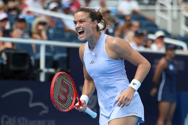 MASON, OHIO - AUGUST 17: Maria Sakkari of Greece reacts to a play during day seven of the Cincinnati Open at the Lindner Family Tennis Center on August 17, 2026 in Mason, Ohio.  Copyright: xShainaxBenhiyoun SPPx Sportspressphoto_SPR210232