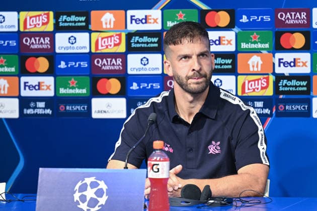 Viking press and training: UEFA Champions League play-offs Zlatko Tripic of Viking FK speaks with a media on a press confeerence at Maksimir Stadium on August 17, 2026. in Zagreb, Croatia ahead of the UEFA Champions League play-offs 1st leg match between GNK Dinamo Zagreb and Viking FK.  DavorxPuklavec PIXSELL