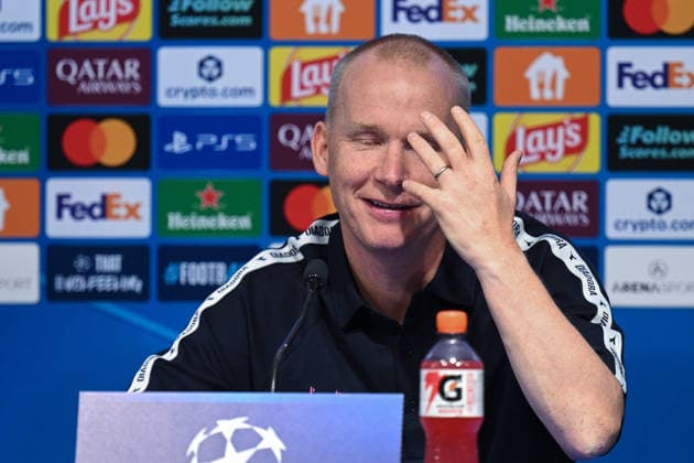Viking press and training: UEFA Champions League play-offs Head Coach of Viking FK Morten Jensen speaks with a media on a press confeerence at Maksimir Stadium on August 17, 2026. in Zagreb, Croatia ahead of the UEFA Champions League play-offs 1st leg match between GNK Dinamo Zagreb and Viking FK.  DavorxPuklavec PIXSELL