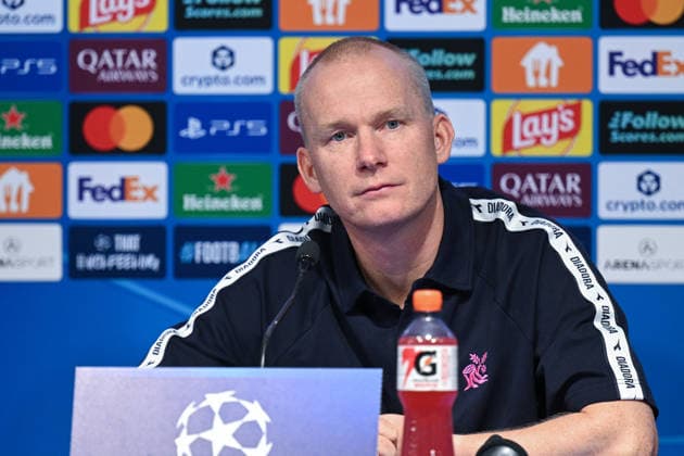 Viking press and training: UEFA Champions League play-offs Head Coach of Viking FK Morten Jensen speaks with a media on a press confeerence at Maksimir Stadium on August 17, 2026. in Zagreb, Croatia ahead of the UEFA Champions League play-offs 1st leg match between GNK Dinamo Zagreb and Viking FK.  DavorxPuklavec PIXSELL