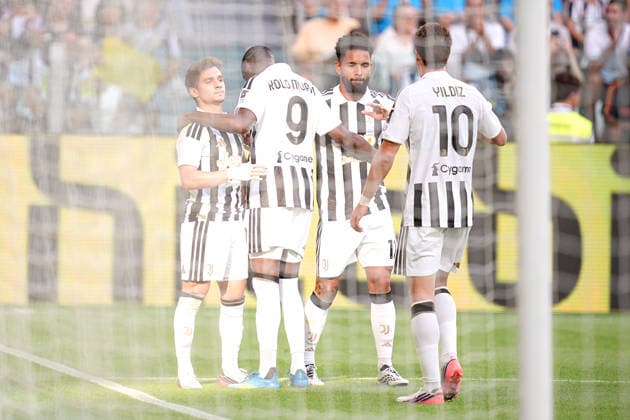 Juventus s Conceicao celebrates after scoring the 1-0 goal for his team during the pre season friendly soccer match between Juventus and Juventus Next Gen at the Allianz Stadium in Torino, north west Italy - Wednesday, August 17, 2026. - Soccer .  Copyright: xMarcoxAlpozzi LaPressex