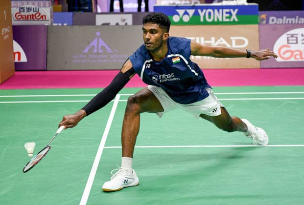 India vs China BWF World Championship, WM, Weltmeisterschaft 2026 men s singles New Delhi, Aug 17 (ANI): India s Ayush Shetty in action during BWF World Championship 2026 men s singles match against China s Shi Yuqi at Indira Gandhi Indoor Stadium, in New Delhi on Monday. NEW DELHI Delhi India Copyright: xANIx ANI_20260817542