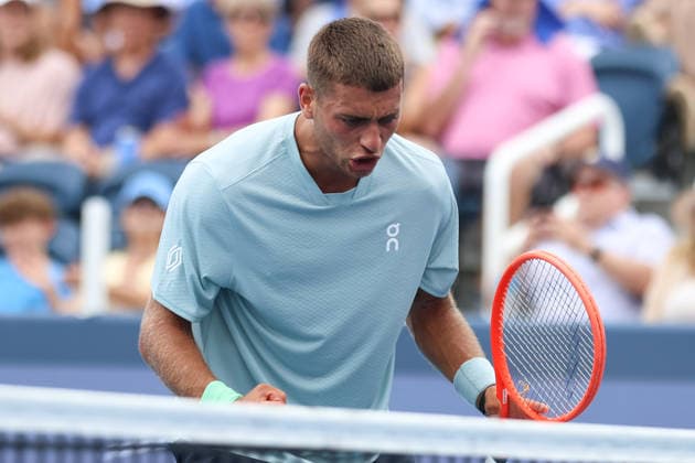 MASON, OHIO - AUGUST 17: Flavio Cobolli of Italy reacts to a play during day seven of the Cincinnati Open at the Lindner Family Tennis Center on August 17, 2026 in Mason, Ohio.  Copyright: xShainaxBenhiyoun SPPx Sportspressphoto_SPR210238
