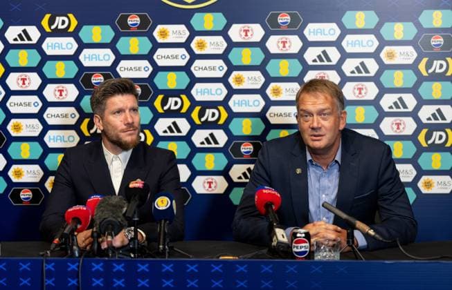 New Scotland Men s Team Manager Sebastien Pocognoli & SFA Chief Executive Ian Maxwell. New Scotland Manager Sebastien Pocognoli press conference, PK, Pressekonferenz Football, Barclays Hampden Stadium, Glasgow, Scotland, UK - 17 Aug 2026Glasgow Barclays Hampden Scotland United Kingdom  Copyright: xStuartxWallace Shutterstockx 17103705ap