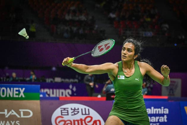 NEW DELHI, INDIA - AUGUST 17: Indian shuttler Pusarla V. Sindhu returns a shot against Ireland™s Sophia Noble during their women™s singles Round of 64 match on the opening day of the BWF World Championships 2026 at the Indira Gandhi Indoor Stadium on August 17, 2026 in New Delhi, India.(Photo by Sanchit Khanna Hindustan Times) BWF World Championships 2026