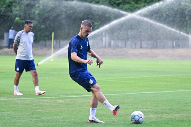 Dinamo press and training: UEFA Champions League play-offs Luka Stojkovic of GNK Dinamo Zagreb during the training session at Hitrec-Kacian Stadium on August 17, 2026. in Zagreb, Croatia ahead of the UEFA Champions League play-offs 1st leg match between GNK Dinamo Zagreb and Viking FK.  DavorxPuklavec PIXSELL