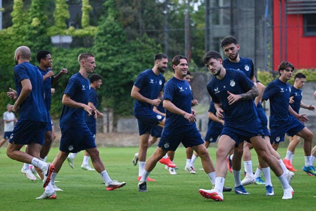 Dinamo press and training: UEFA Champions League play-offs Players of GNK Dinamo Zagreb during the training session at Hitrec-Kacian Stadium on August 17, 2026. in Zagreb, Croatia ahead of the UEFA Champions League play-offs 1st leg match between GNK Dinamo Zagreb and Viking FK.  DavorxPuklavec PIXSELL