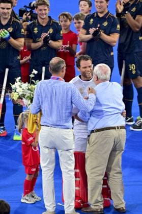 Belgium s goalkeeper Vincent Vanasch is honoured for is 300th cap ahead of a hockey game between Belgian Lions and Germany, the second (out of three) matches during the group stage of the men s 2026 Hockey World Cup, Monday 17 August 2026 in Wavre. The 2026 edition of the Hockey World Cup takes place in Belgium and The Netherlands from August 15 to August 30. DIRKxWAEM  x183624548x