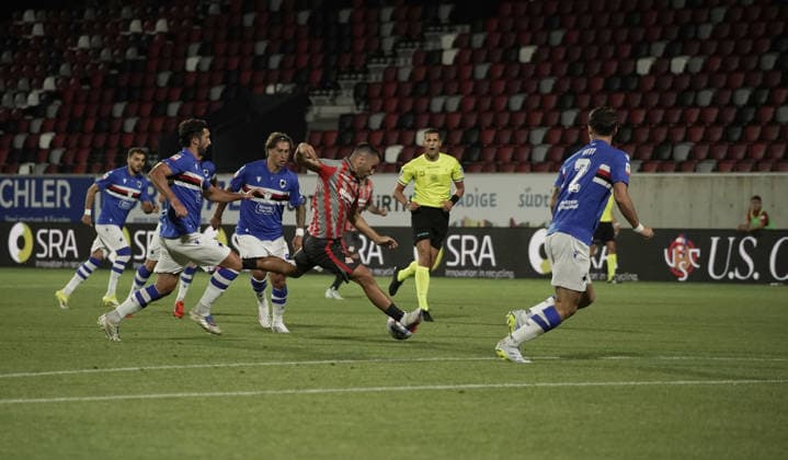 Federico Bonazzoli, calcio Cremonese Sampdoria , Bolzano 17 Agosto 2026. Lapresse Paolo Savio  Copyright: xPaoloxSaviox xLaPressex