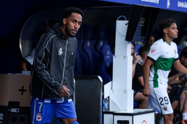 August 17, 2026, A Coruna, A Coruna, SPAIN: Pierre-Emerick Aubameyang of RC Deportivo A Coruna looks on during the Spanish league, LaLiga EA Sports, football match played between RC Deportivo and Elche CF at Riazor stadium on August 17, 2026, in A Coruna, Spain. A Coruna SPAIN - ZUMAa181 20260817_zaa_a181_060 Copyright: xIrinaxR.xHipolitox
