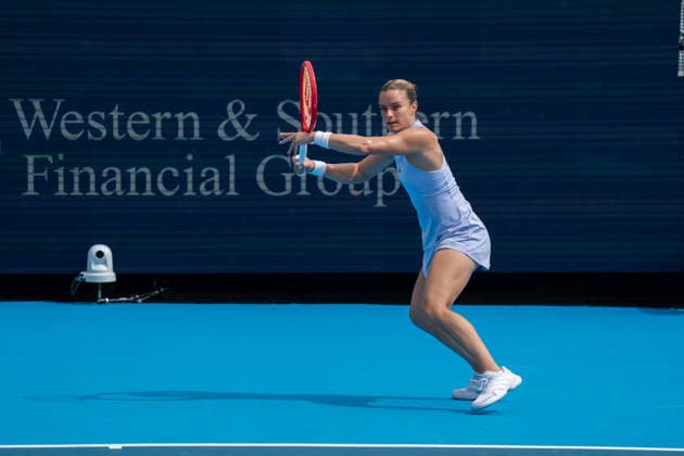 Cincinnati Open: Iga ÅöwiÄÖtek Vs. Maria Sakkaro Third Round Maria Sakkari is seen during her third-round match against Iga Swiatek at the Cincinnati Open in Mason, Ohio, on August 17, 2026. Mason Ohio United States  Copyright: xJasonxWhitmanx originalFilename:whitman-cincinna260817_np0LP.jpg