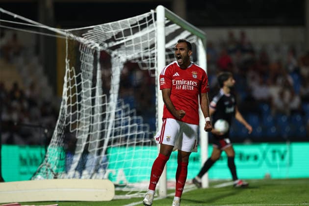 August 17, 2026, Rio Maior, Santarem, Portugal: VANGELIS PAVLIDIS of Lisboa Benfica celebrating a goal during the Liga Portugal Betclic 26 27 match between SL Benfica and Casa Pia AC at Estadio Municipal de Rio Maior on August 17 2026, in Rio Maior, Portugal. Rio Maior Portugal - ZUMAa269 20260817_zsp_a269_044 Copyright: xSandroxAlemaox