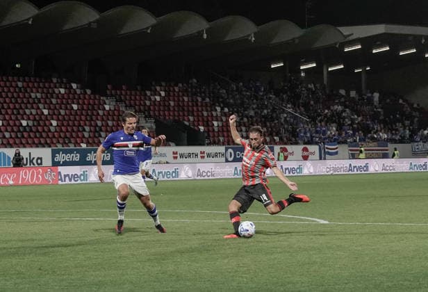 gol 2-0 Tommaso Berti , calcio Cremonese Sampdoria , Bolzano 17 Agosto 2026. Lapresse Paolo Savio  Copyright: xPaoloxSaviox xLaPressex