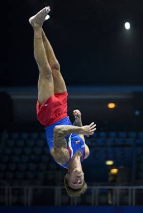 Media Day of Croatia Men s gymnastics team Aurel Benovic of Croatia performs on the vault during a media day ahead of the 37th European Championships in Men™s Artistic Gymnastics at Arena Zagreb on August 17, 2026., in Zagreb, Croatia.  MarkoxLukunic PIXSELL