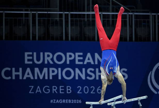 Media Day of Croatia Men s gymnastics team Ilia Kovtun of Croatia performs on the Horizontal Bar during a media day ahead of the 37th European Championships in Men™s Artistic Gymnastics at Arena Zagreb on August 17, 2026., in Zagreb, Croatia.  MarkoxLukunic PIXSELL