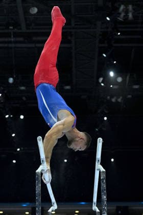 Media Day of Croatia Men s gymnastics team Ilia Kovtun of Croatia performs on the Horizontal Bar during a media day ahead of the 37th European Championships in Men™s Artistic Gymnastics at Arena Zagreb on August 17, 2026., in Zagreb, Croatia.  MarkoxLukunic PIXSELL