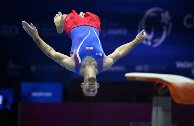 Media Day of Croatia Men s gymnastics team Ilia Kovtun of Croatia performs on the Horizontal Bar during a media day ahead of the 37th European Championships in Men™s Artistic Gymnastics at Arena Zagreb on August 17, 2026., in Zagreb, Croatia.  MarkoxLukunic PIXSELL